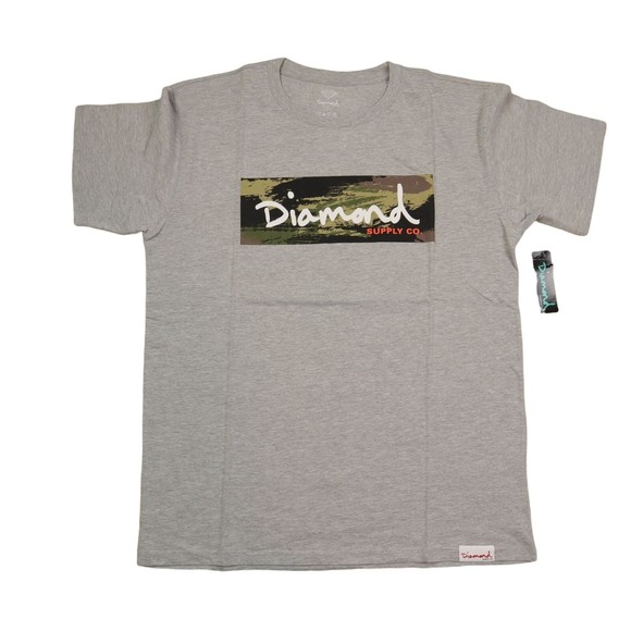 Diamond Supply t-shirt / gray color / short sleeve with camo logo tee / medium - Picture 1 of 6